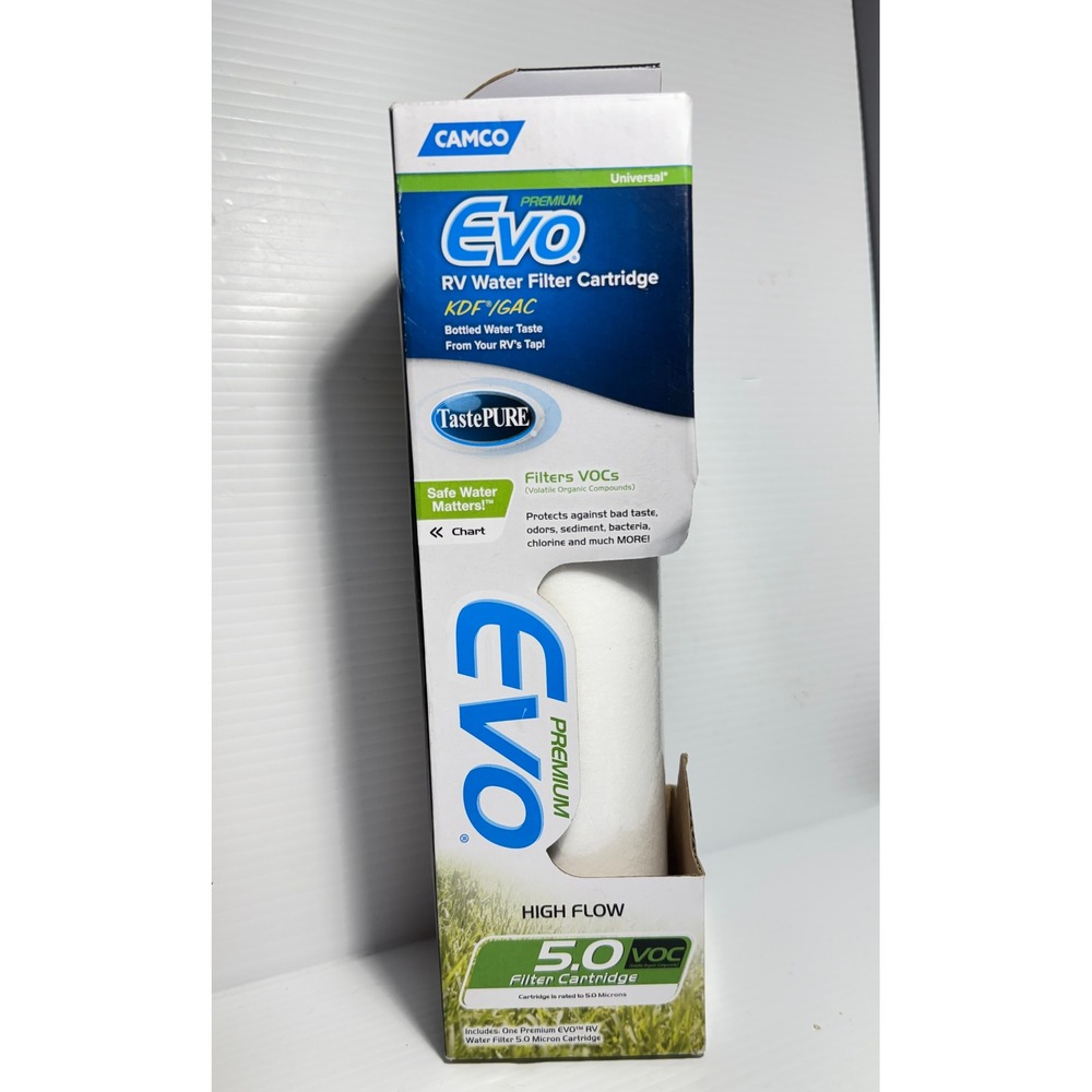 Camco EVO Premium RV Water Filter Cartridge 40624 5 Micron KDF GAC Universal